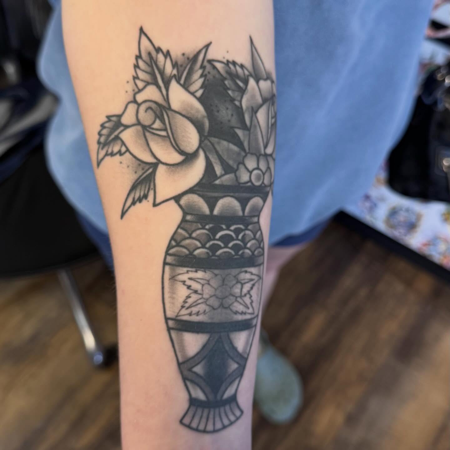 Tattoo by @xlandonx — black_and_grey