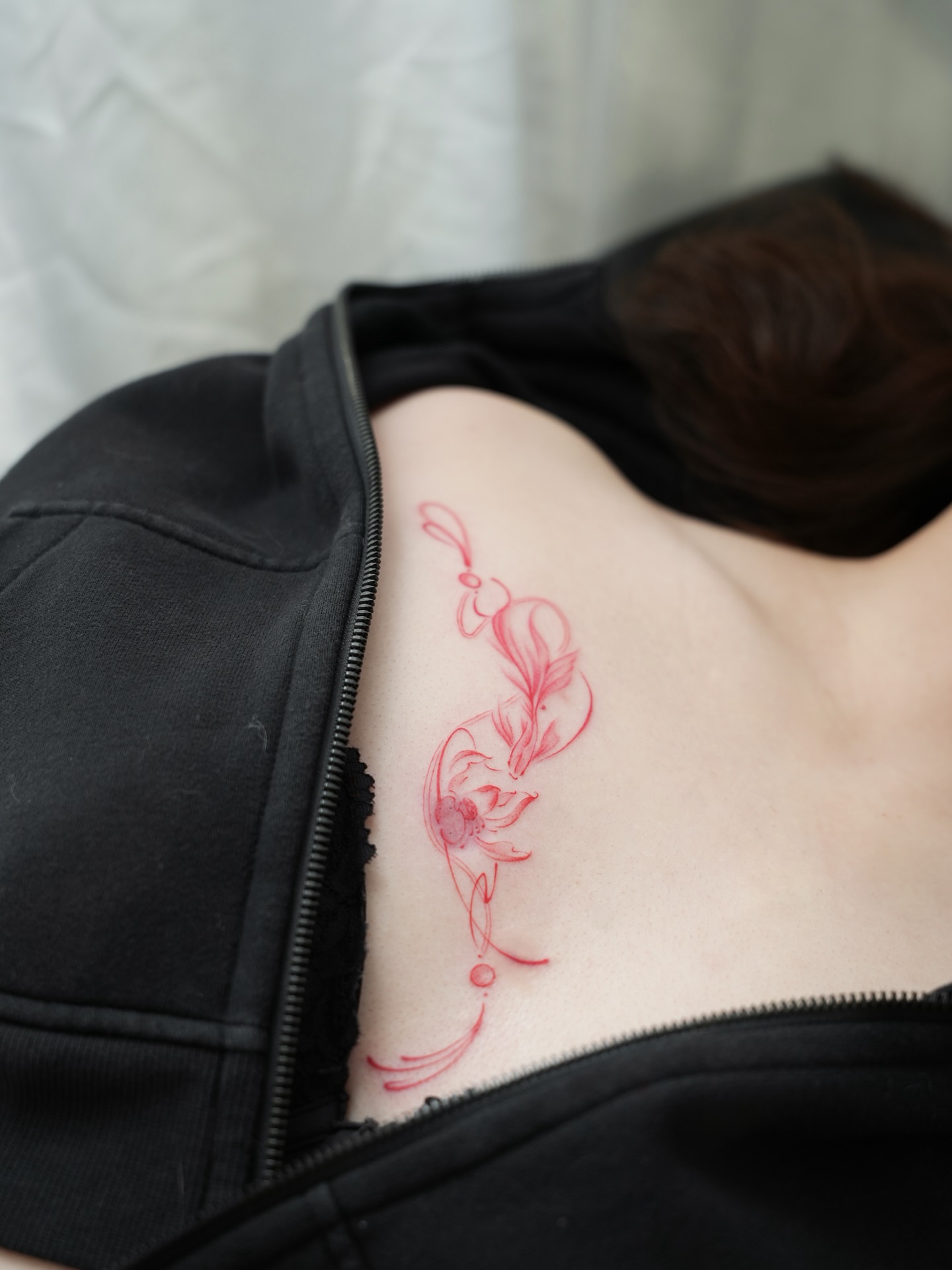 Floral design fine line tattoo by 𝕁𝕖𝕞, Richmond, British Columbia