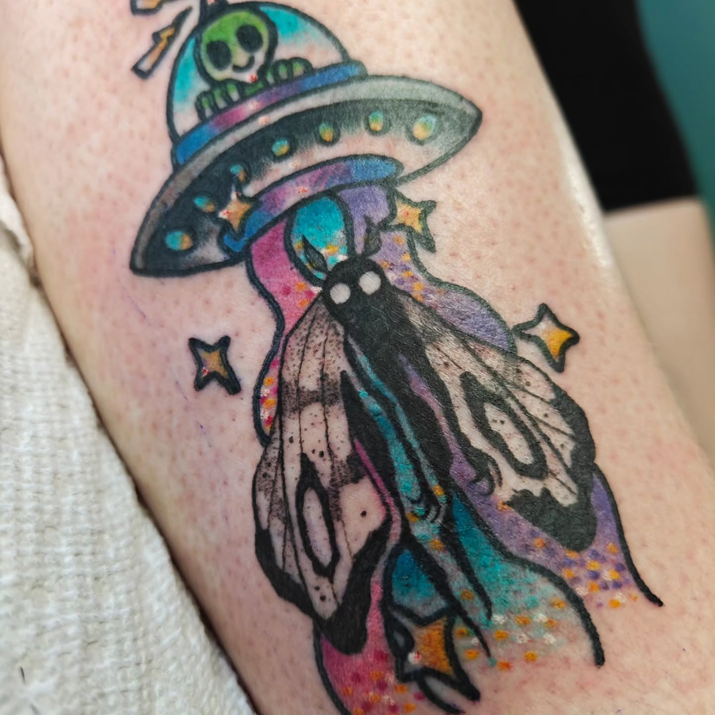 Tattoo by @eightleggedmeg — american_traditional, dotwork