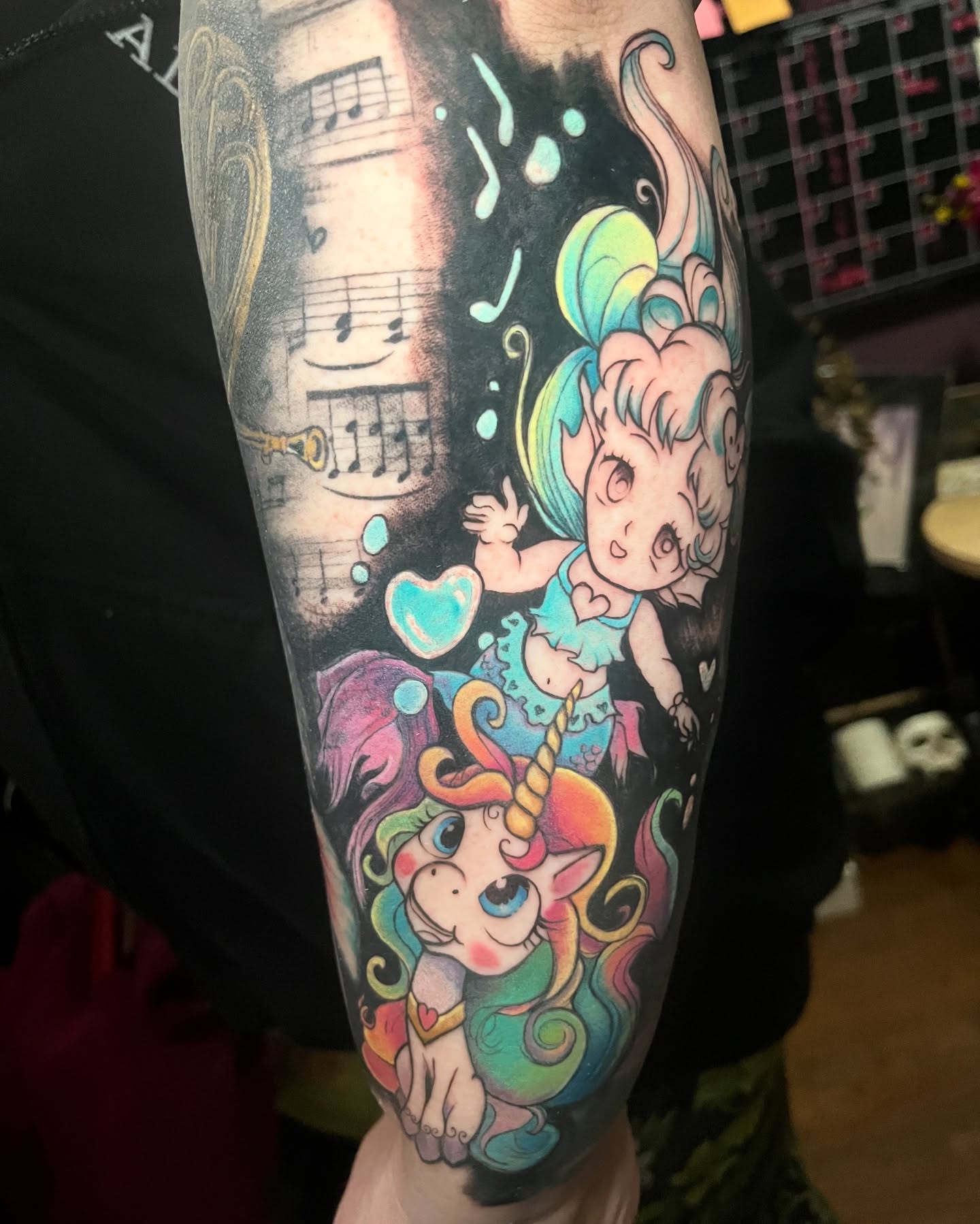 Tattoo by @opal_owl_tattoos — new_school, anime