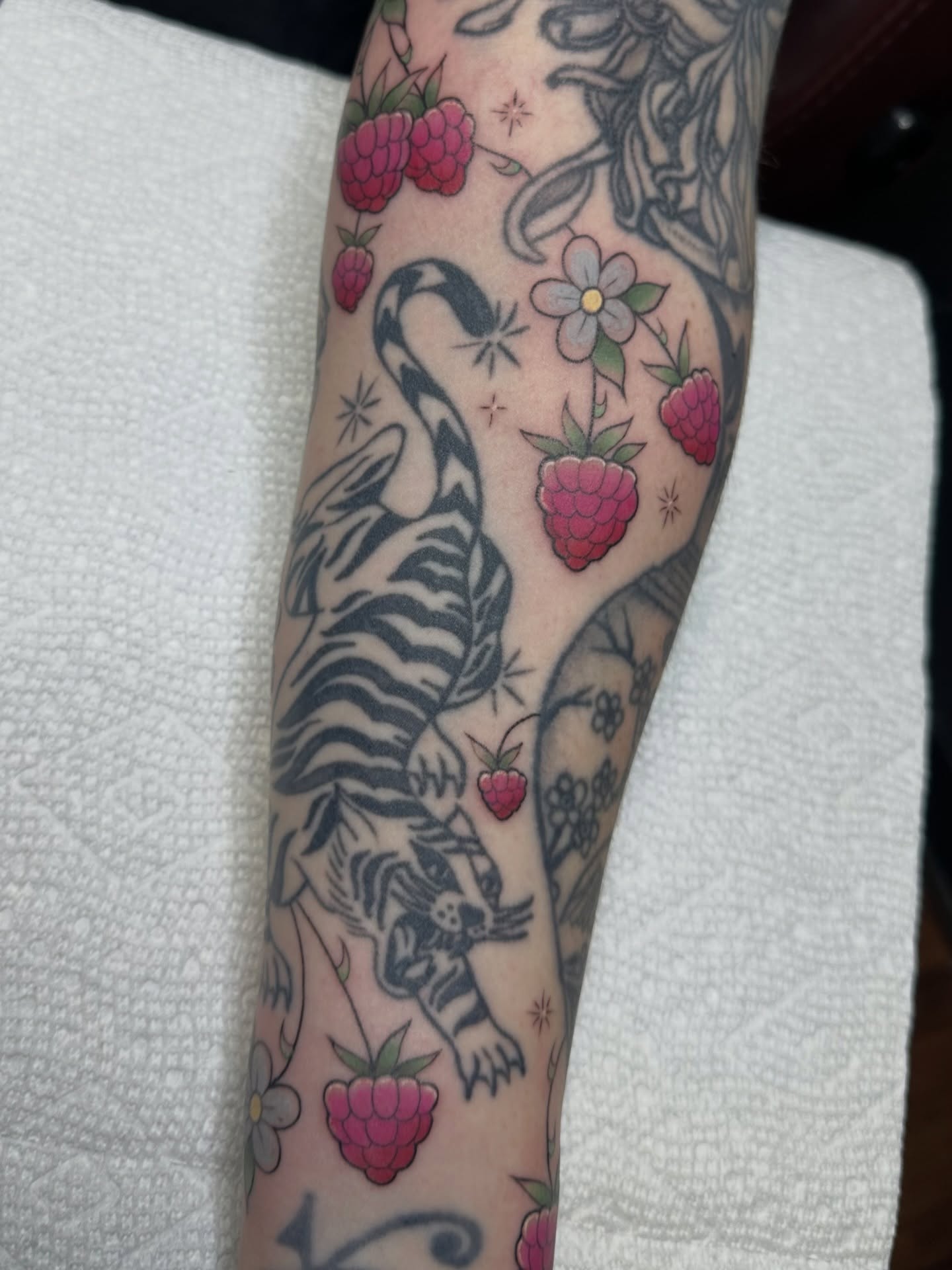 Tattoo by @tiffany.btattoos — american_traditional, dotwork