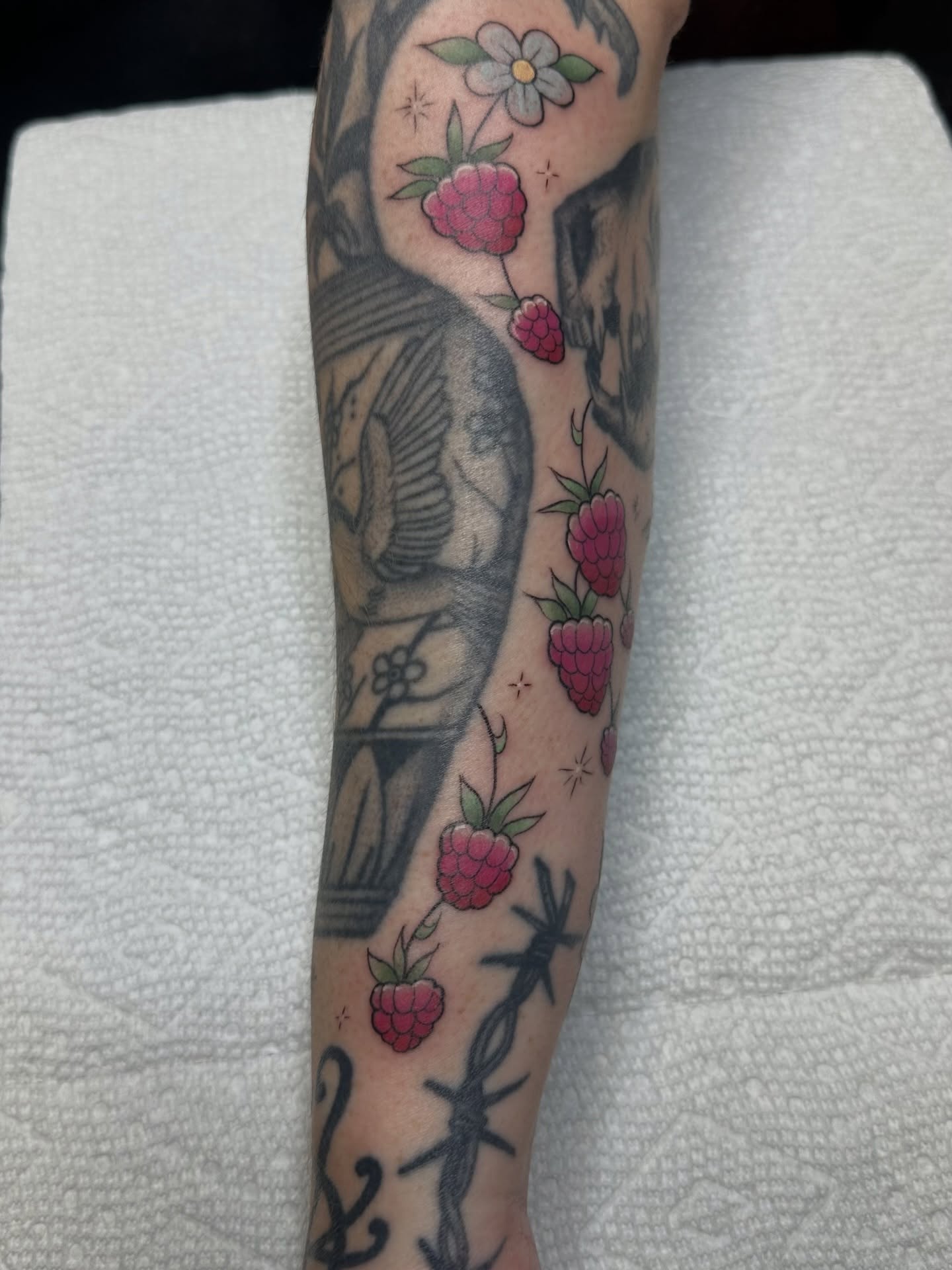 Tattoo by @tiffany.btattoos — american_traditional, dotwork