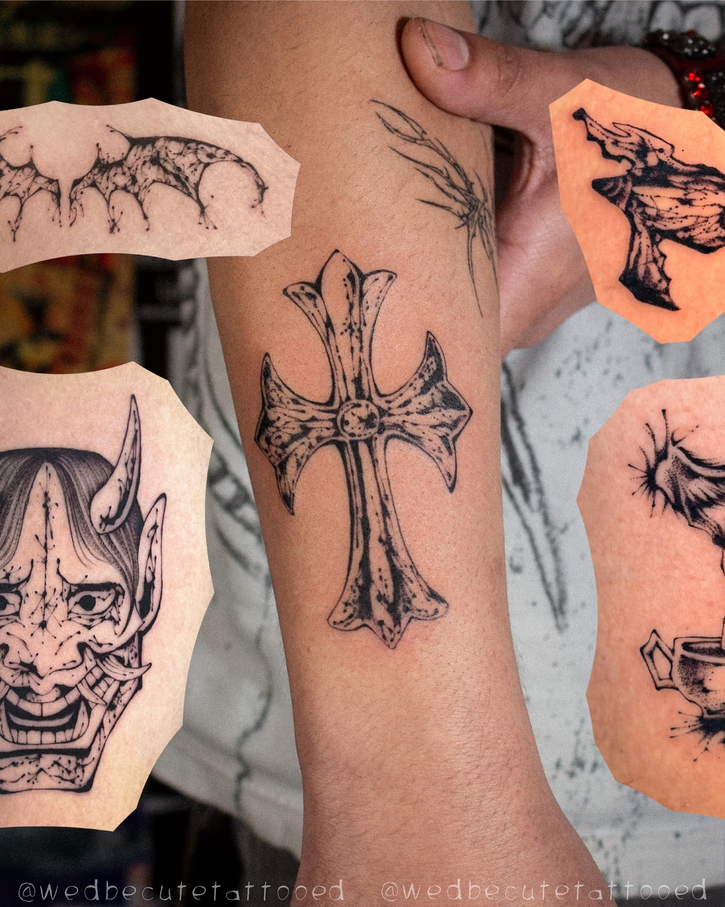 Cross black and grey tattoo on the forearm by мια ѕυη