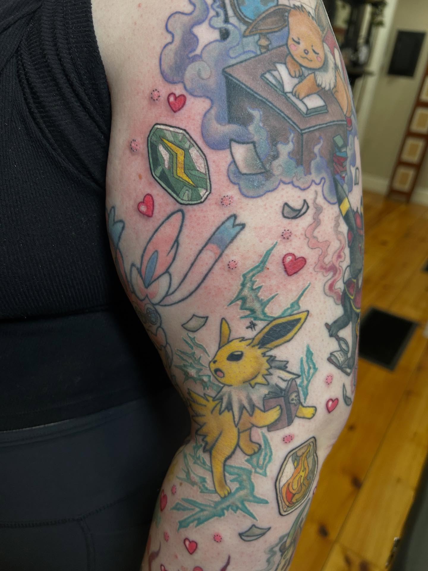 Pokemon characters new school tattoo on the forearm by 𝓗𝓪𝔂𝓵𝓮𝔂 𝓢𝓪𝓿𝓪𝓰𝓮