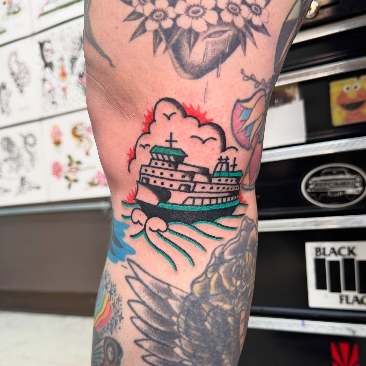 Noah's ark American traditional tattoo on the forearm by Sam