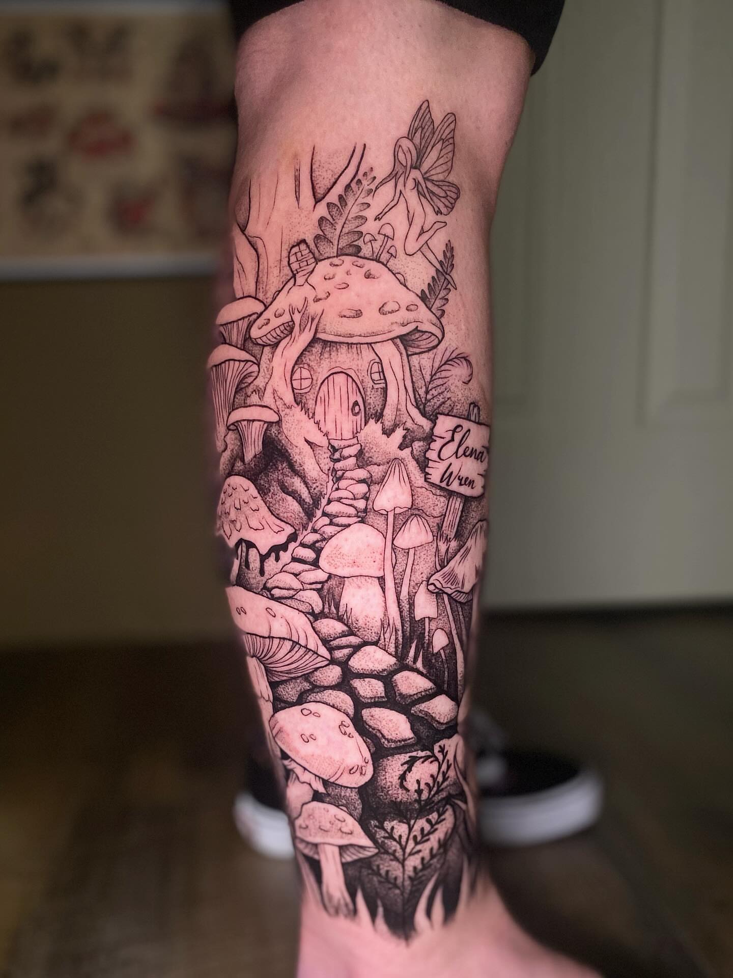 Tattoo by @caseydohnertattoos — dotwork, black_and_grey