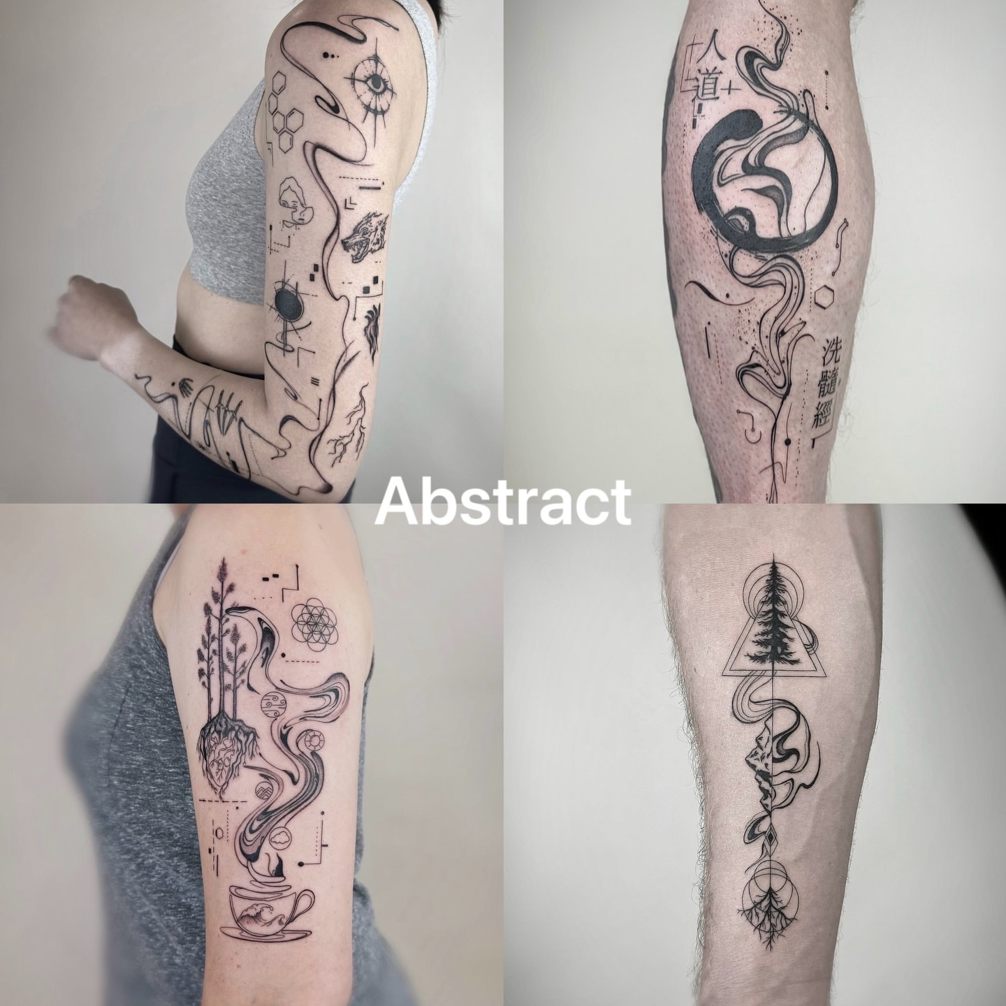 Abstract art geometric tattoo on the upper arm by Jadyn Pang