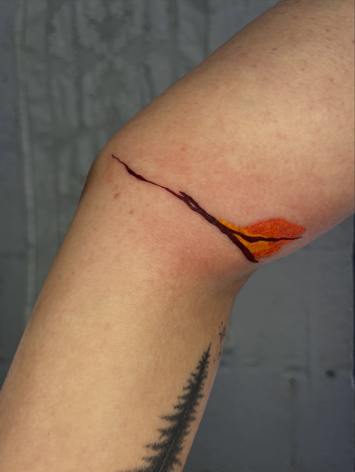 Abstract line and shape geometric tattoo on the forearm by tattoos by quin