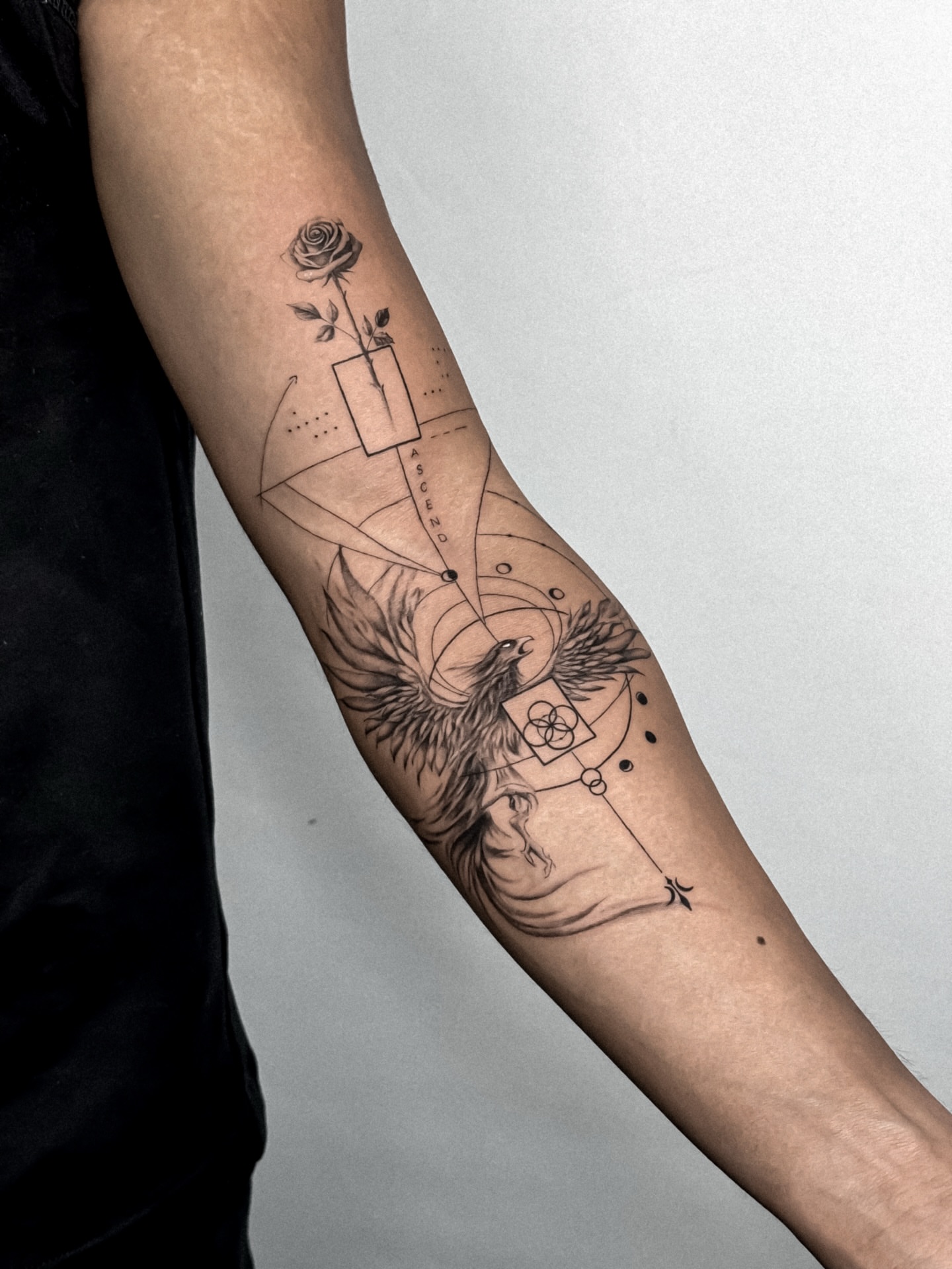 Tattoo by @dannyptattoos — black_and_grey, geometric