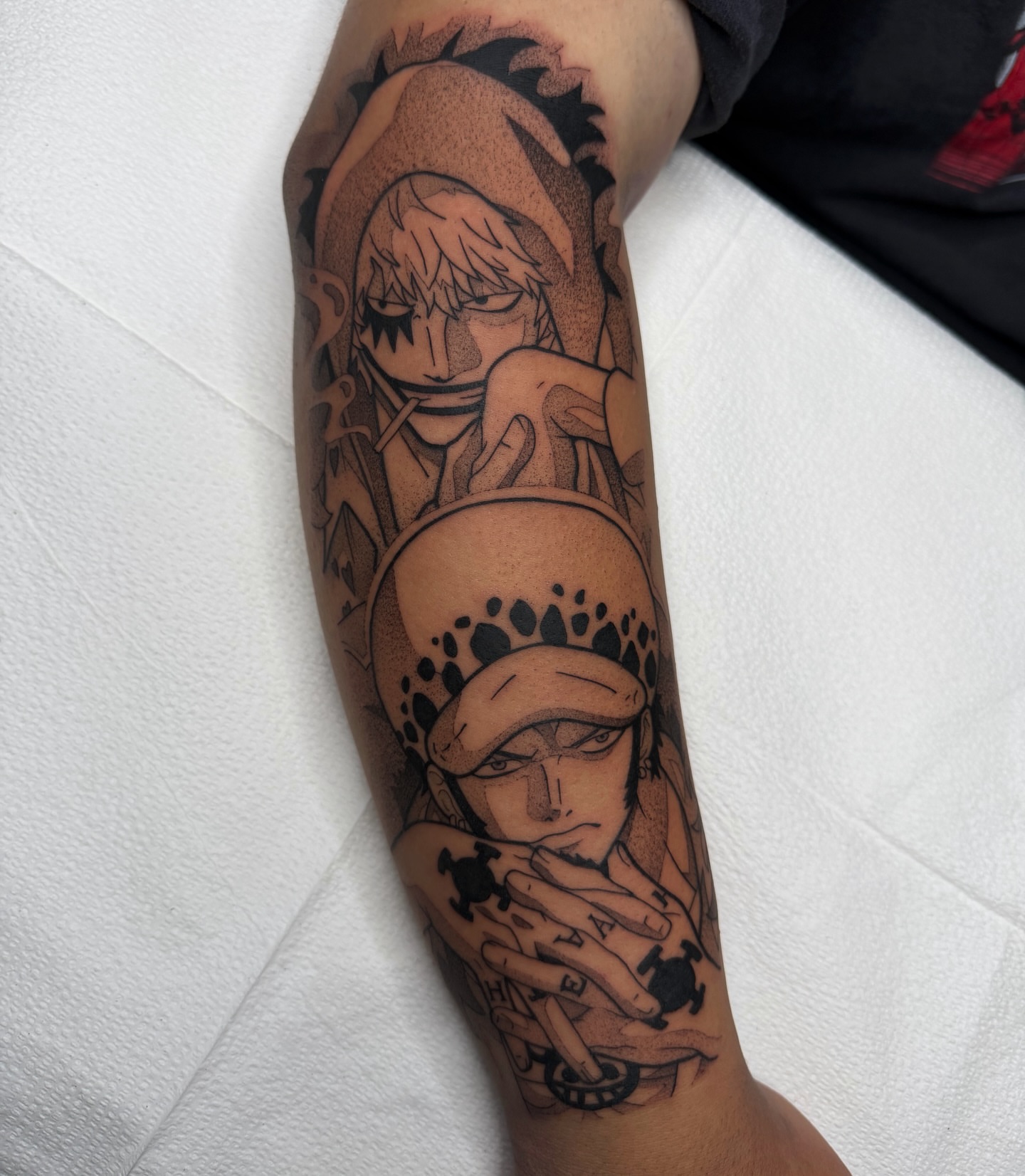 Tattoo by @z__tattoos — dotwork, anime
