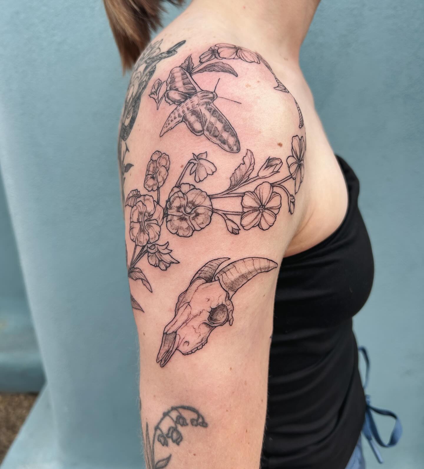 Tattoo by @littlebird_ink — black_and_grey