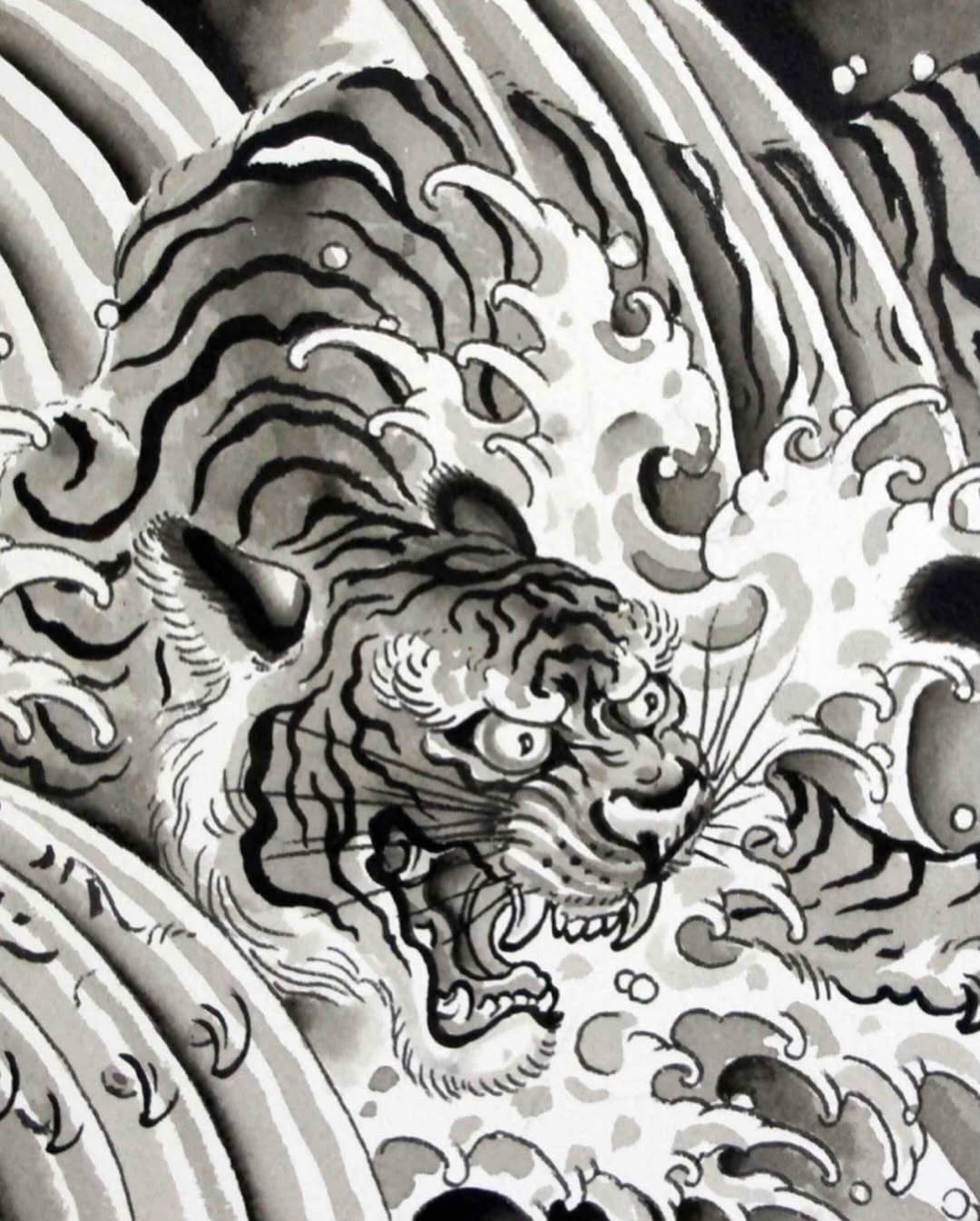 Tiger japanese irezumi tattoo by Tim Lehi, Oakland, California