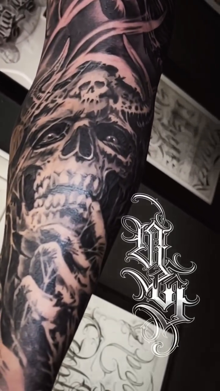 Tattoo by @young_sely — dark_realism, black_and_grey