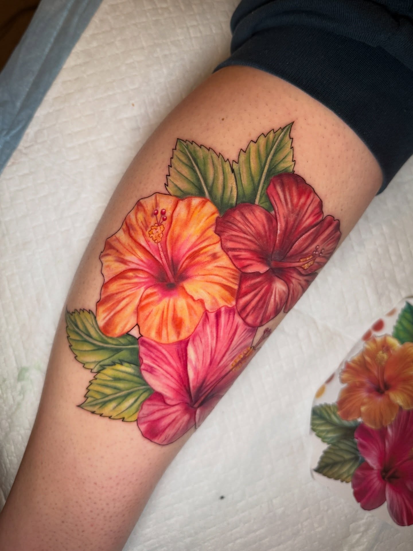 Hibiscus flowers realism tattoo on the forearm by ✨Syreena✨