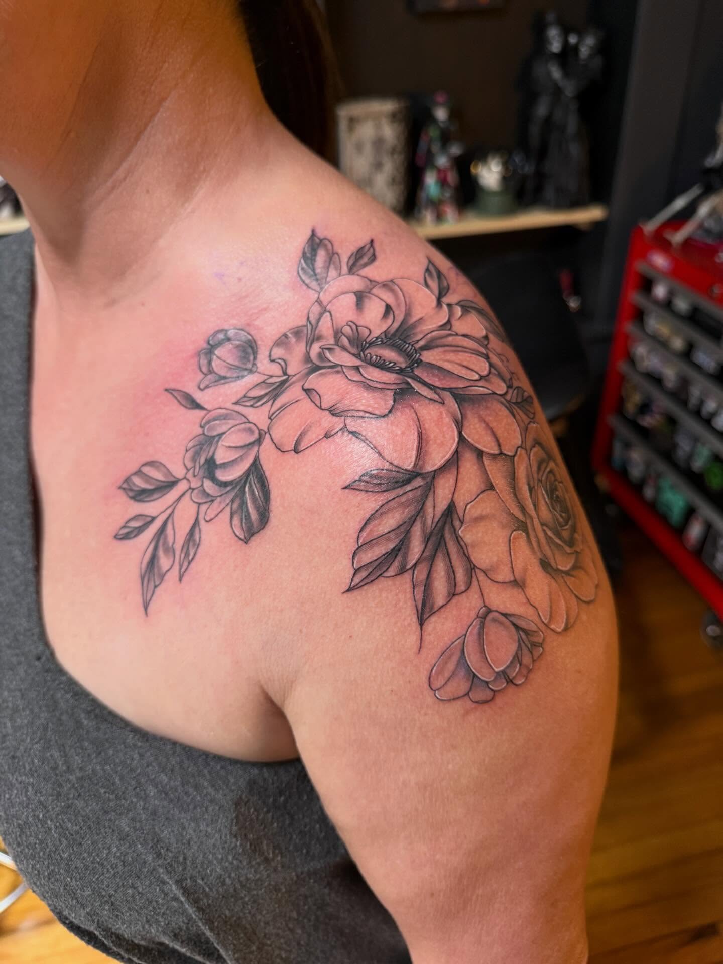 Tattoo by @chels_king24 — black_and_grey