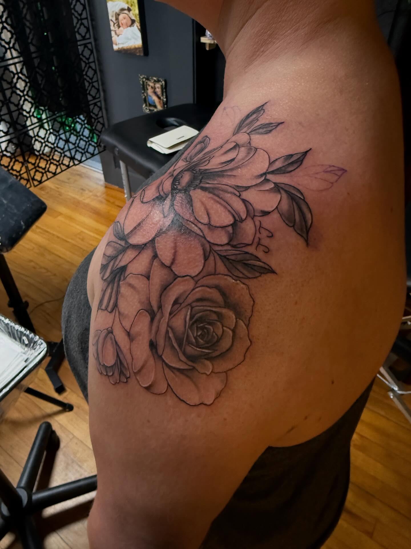Tattoo by @chels_king24 — black_and_grey