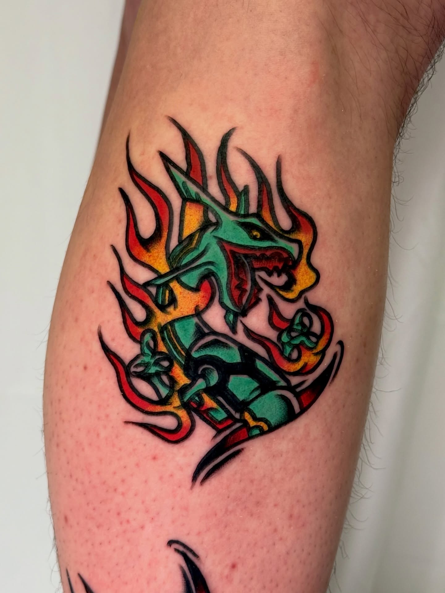Dragon new school tattoo on the forearm by Tattooer Sancho 🇰🇷🇨🇦