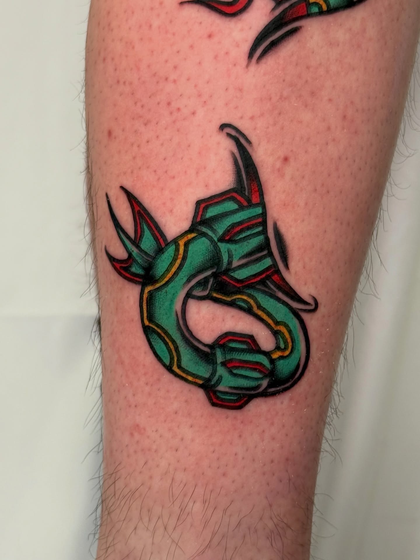 Serpent American traditional tattoo on the forearm by Tattooer Sancho 🇰🇷🇨🇦