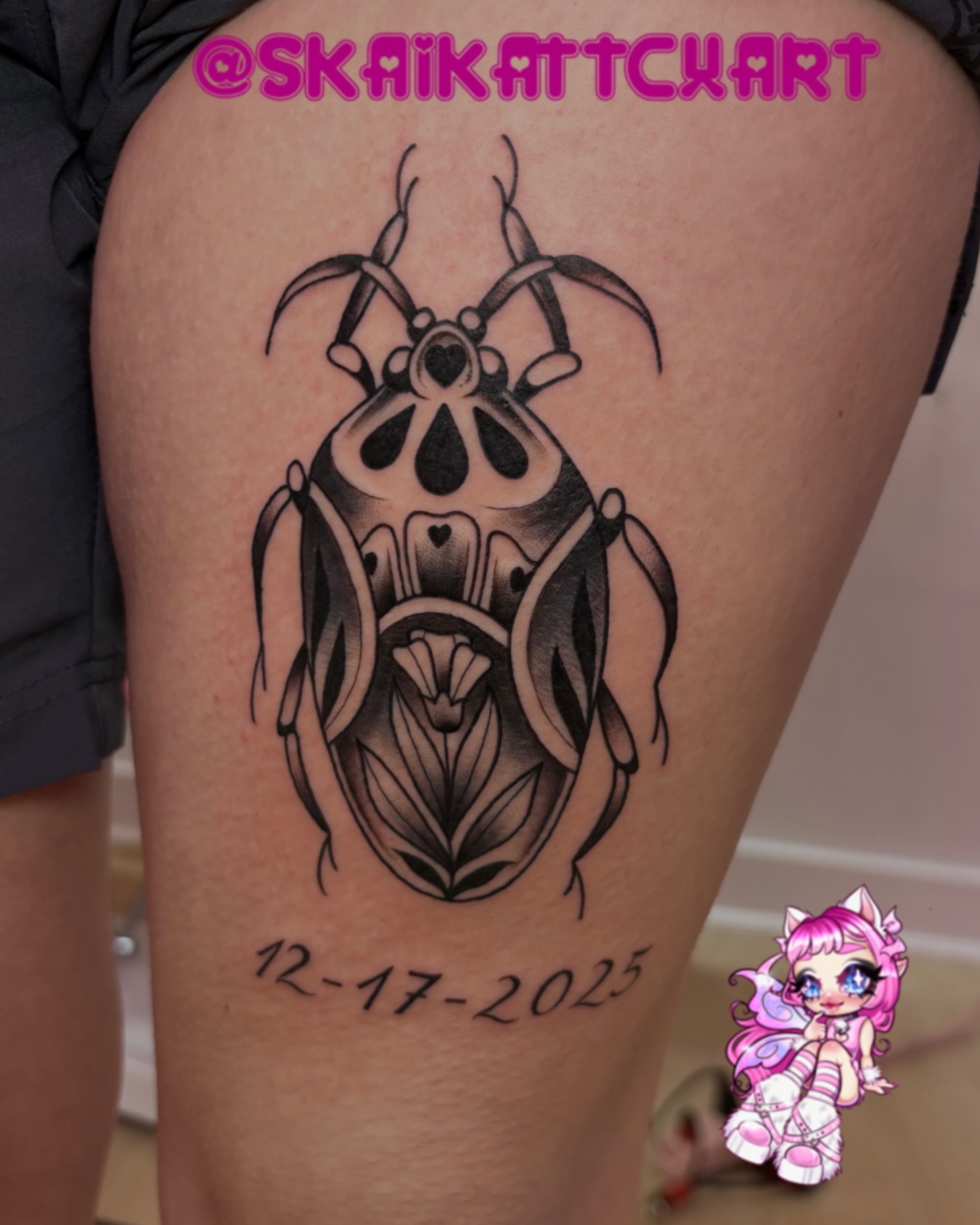 Tattoo by @skaikattcxart — black_and_grey
