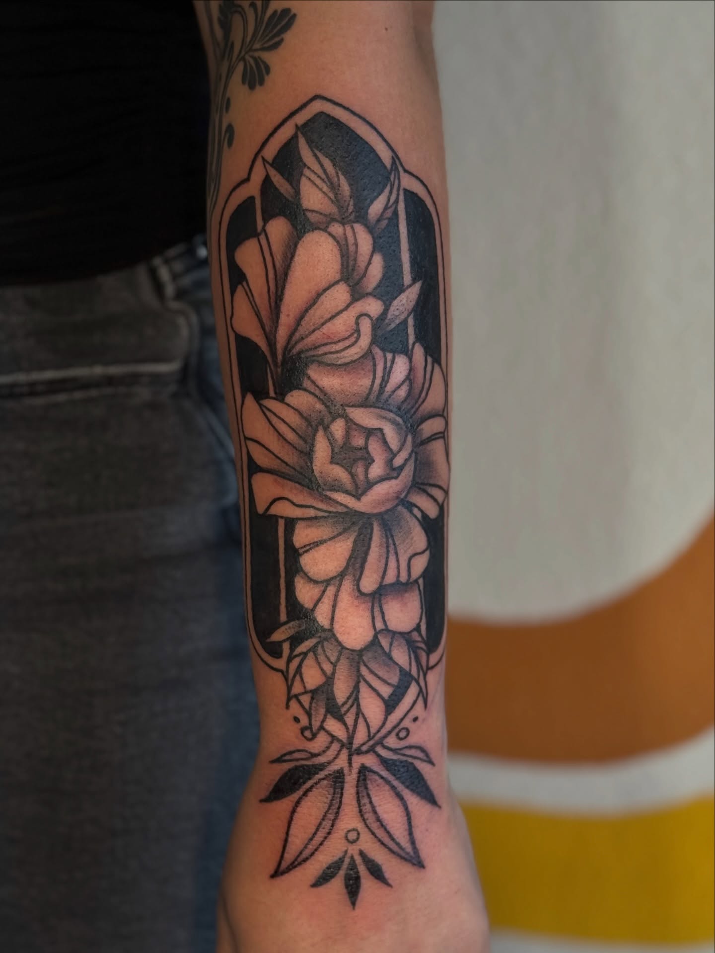 Tattoo by @sound_sanctuary_tattoos — black_and_grey, ornamental