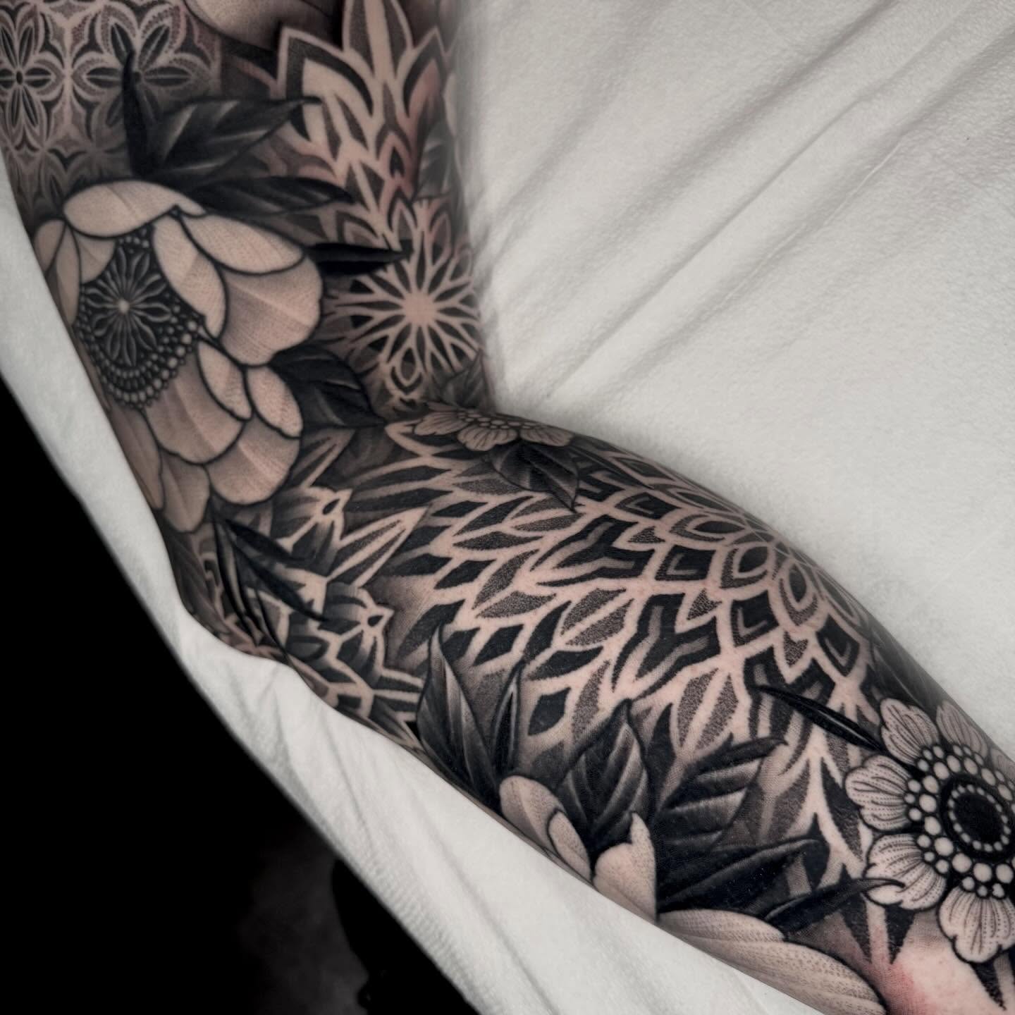 Tattoo by @kevinjohnson_143 — black_and_grey, geometric