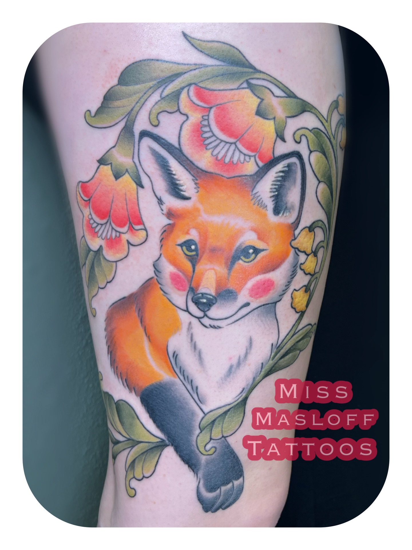 Fox American traditional tattoo on the forearm by ๐Miss Ash Masloff (Mrs.Waritz)๐