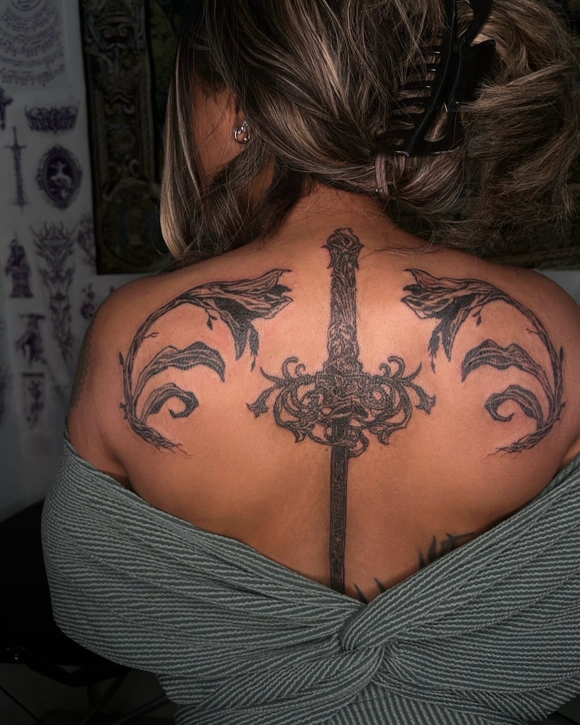 Sword and ornamental designs ornamental tattoo on the back by ๐๐ฆ๐ฐ๐ฆ๐