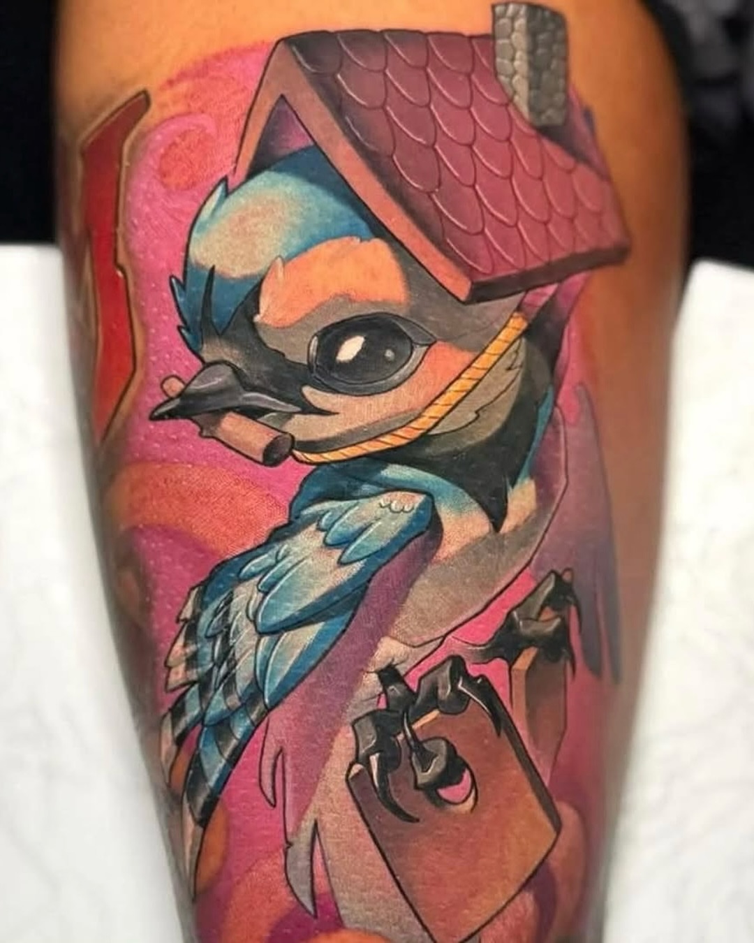 Blue jay realism tattoo on the forearm by BigTatty Kayne