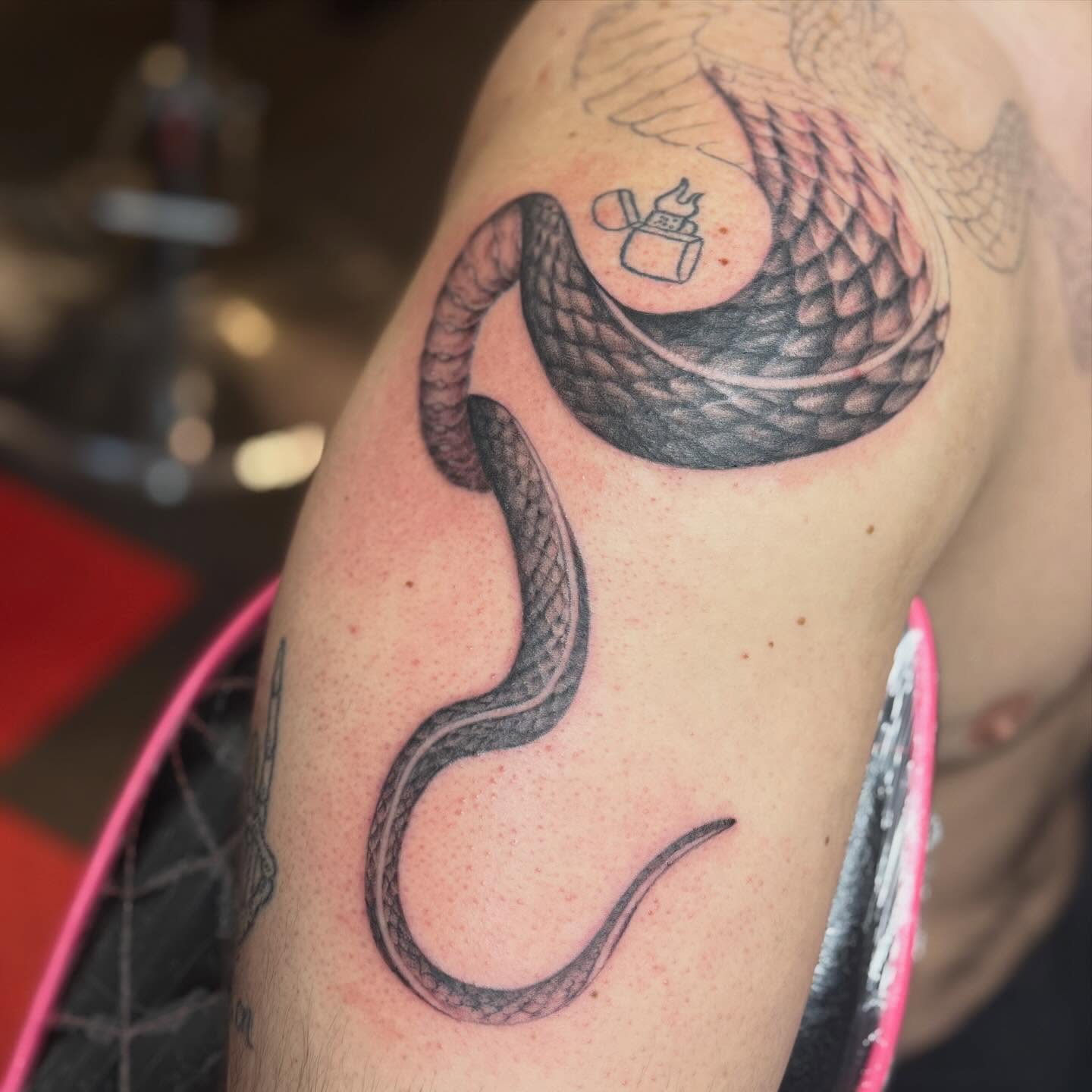 Tattoo by @meathookmanicure — black_and_grey