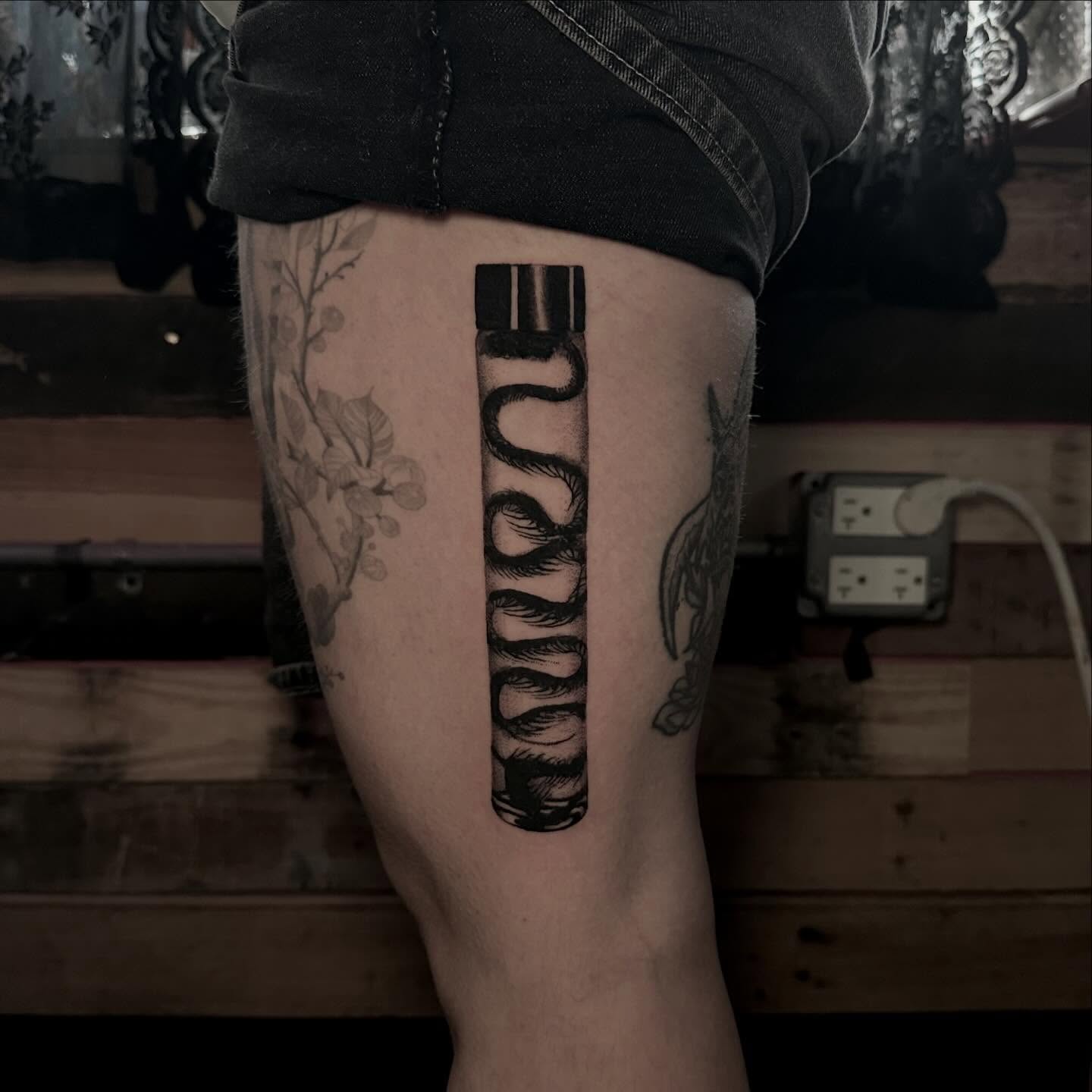 Tattoo by @quail.tattoos — black_and_grey