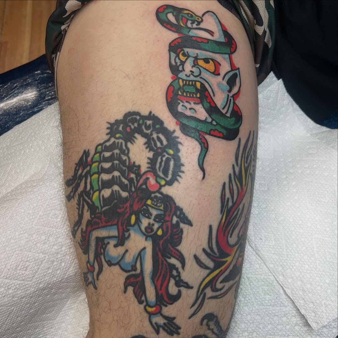 Tattoo by @mikeychestnuts — american_traditional, neo_traditional