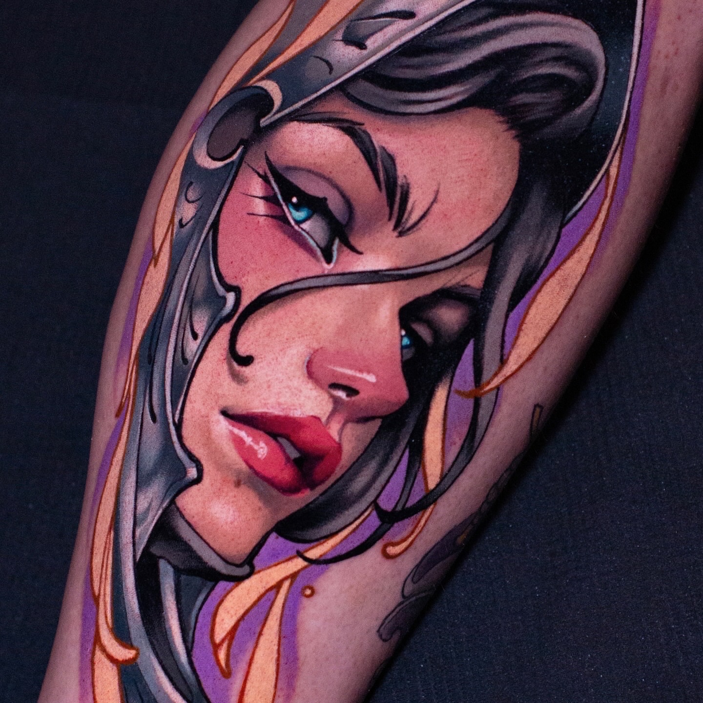 Woman American traditional tattoo on the forearm by Andrey