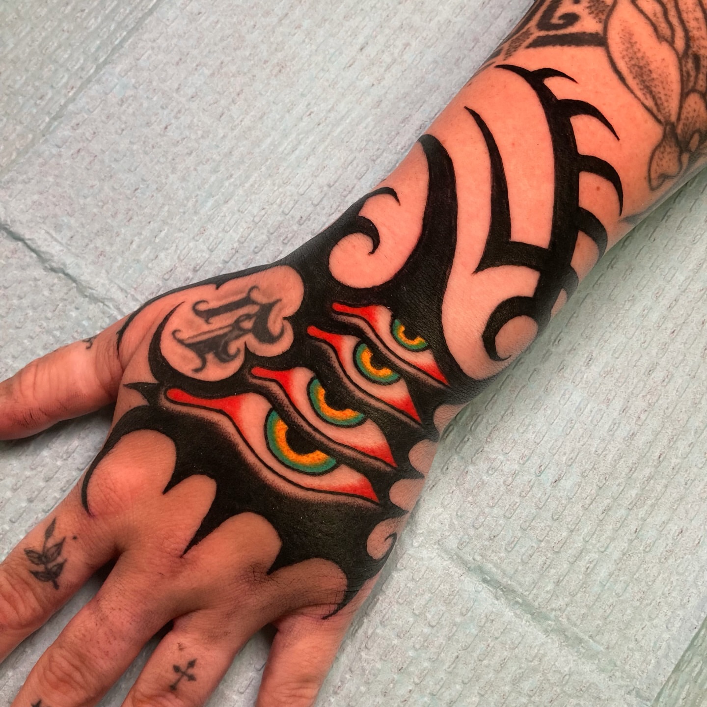 Tribal flame tribal tattoo on the forearm by 🌴Nick Hetzel🌴, Saint Petersburg, Florida