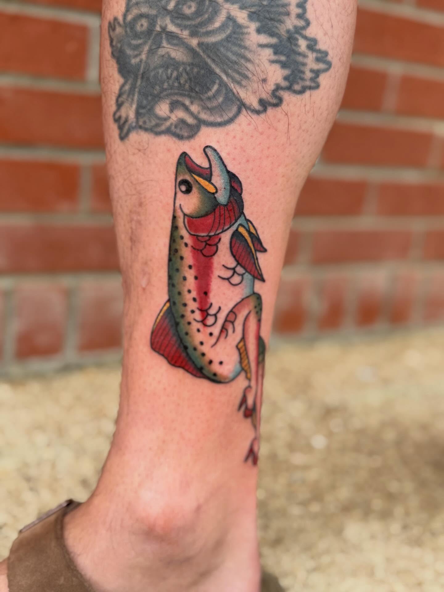 Fish American traditional tattoo on the forearm by Aly Rucker, Murfreesboro, Tennessee