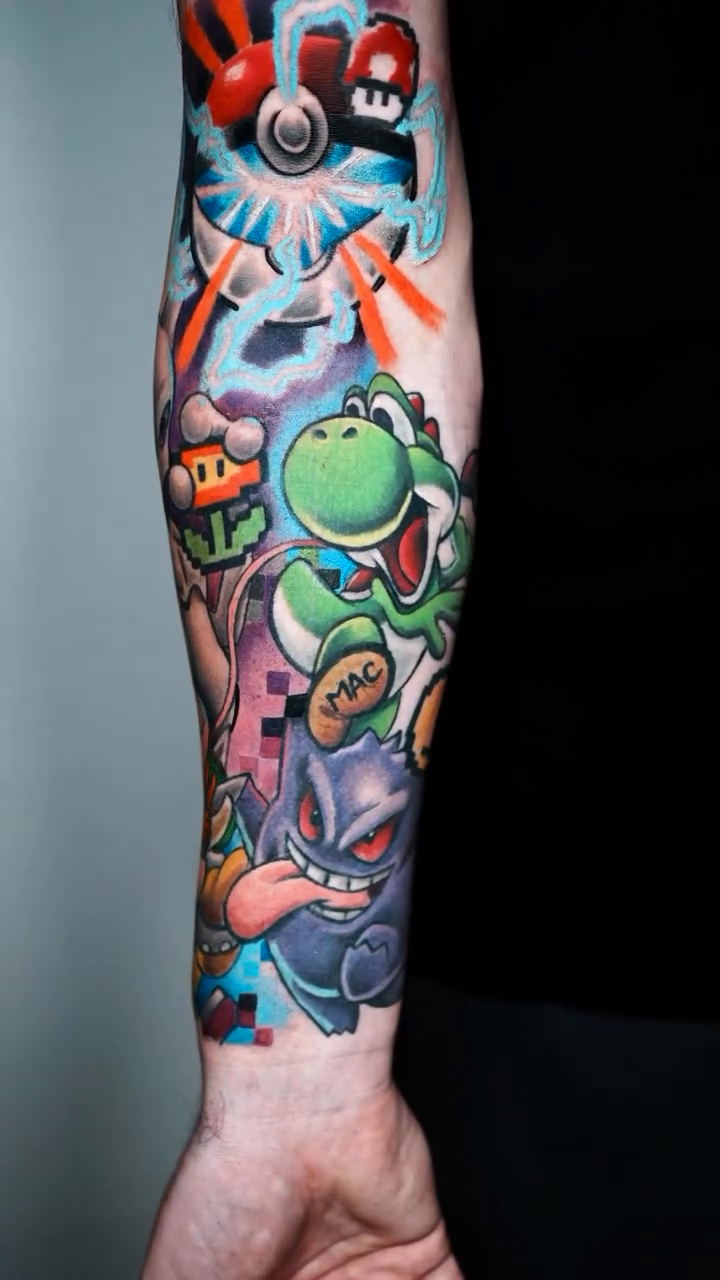 Video game characters new school tattoo by Drex - Dallas Tattoo Artist