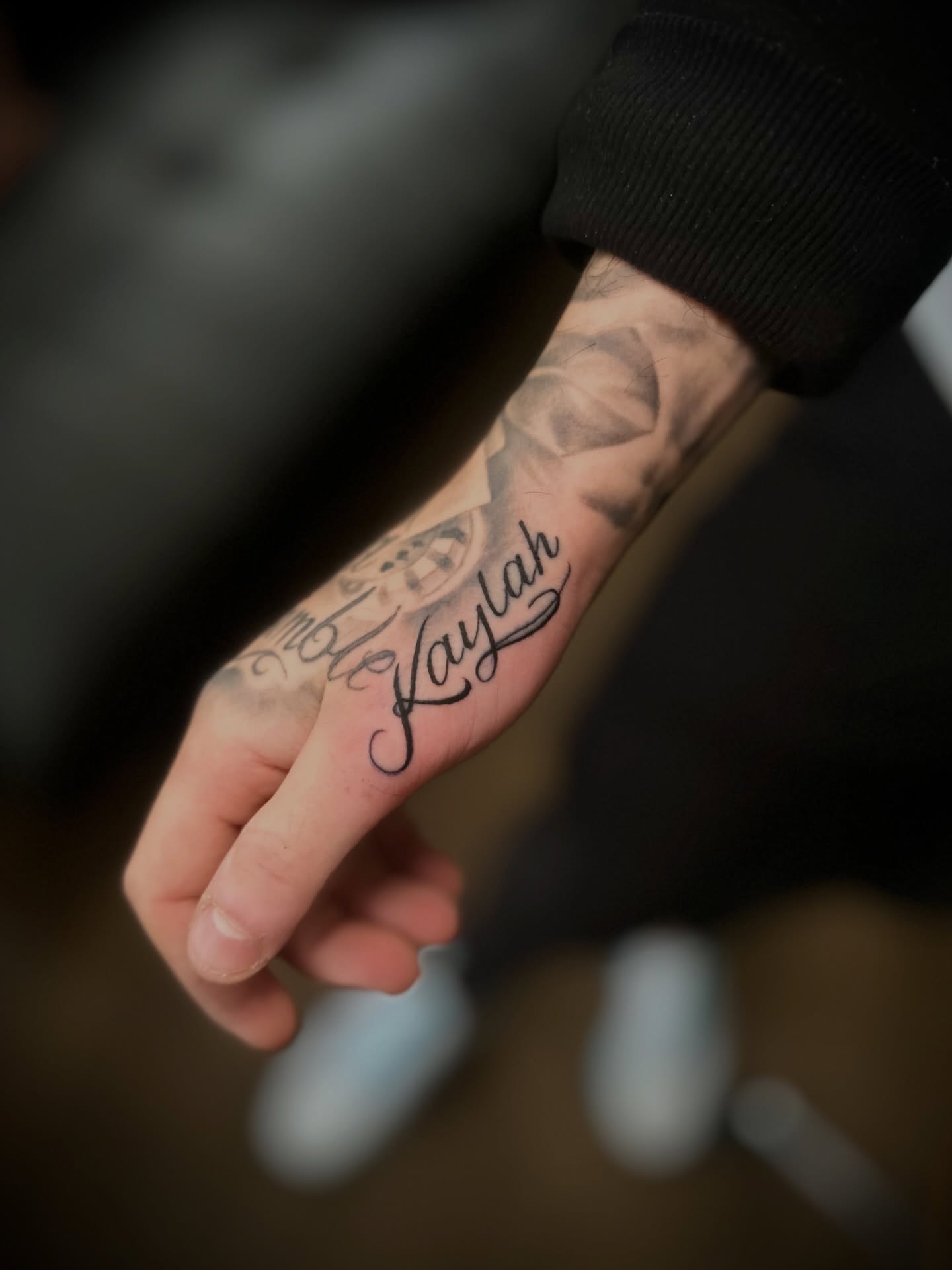 Script lettering lettering script tattoo on the hand by @tatt2st