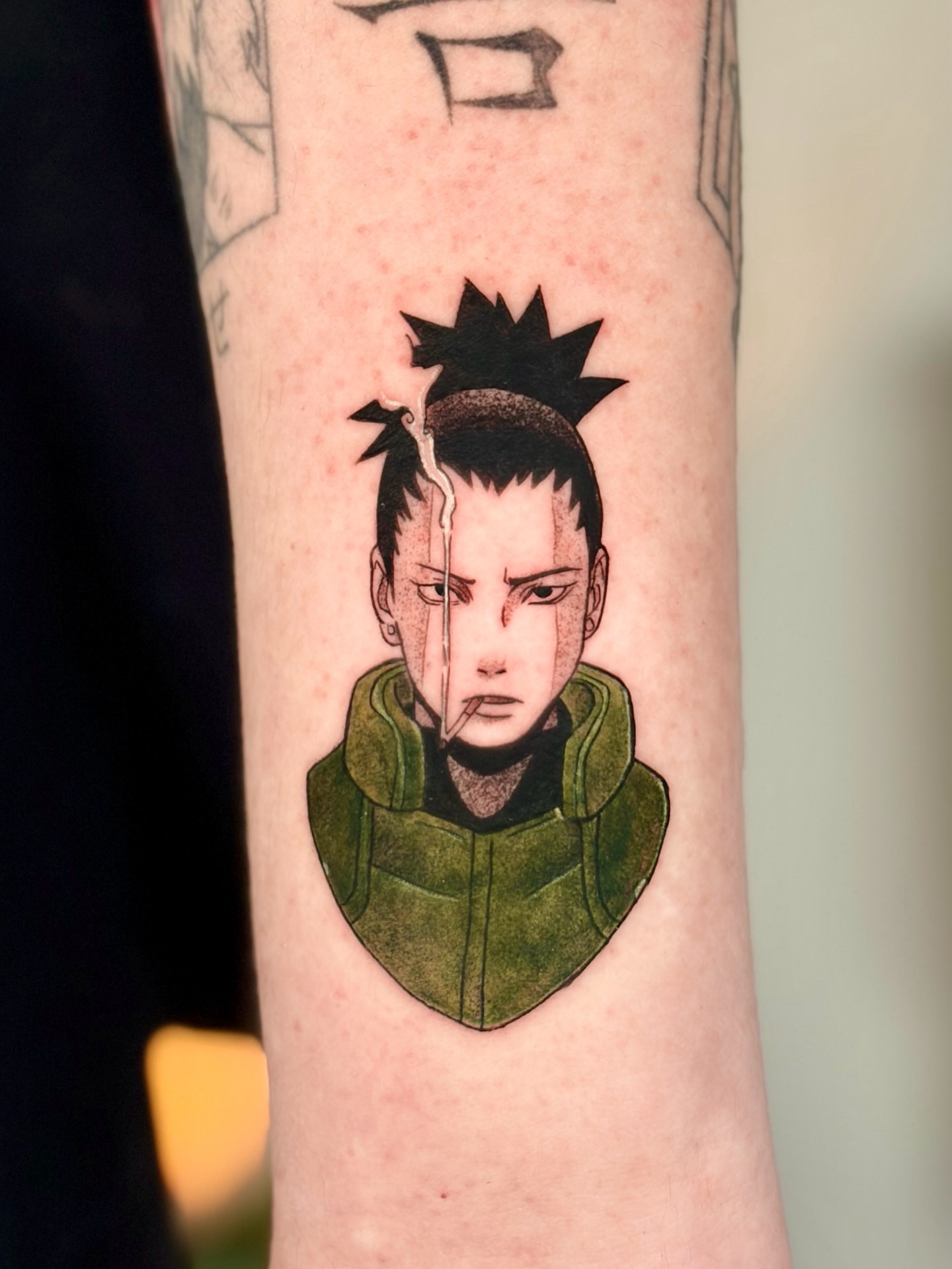 Anime character anime tattoo on the forearm by Quinn ᶻ 𝗓 𐰁 .ᐟ, Charlotte, North Carolina