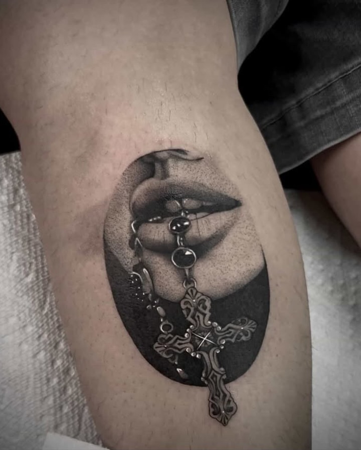 Tattoo by @driinked β realism, black_and_grey