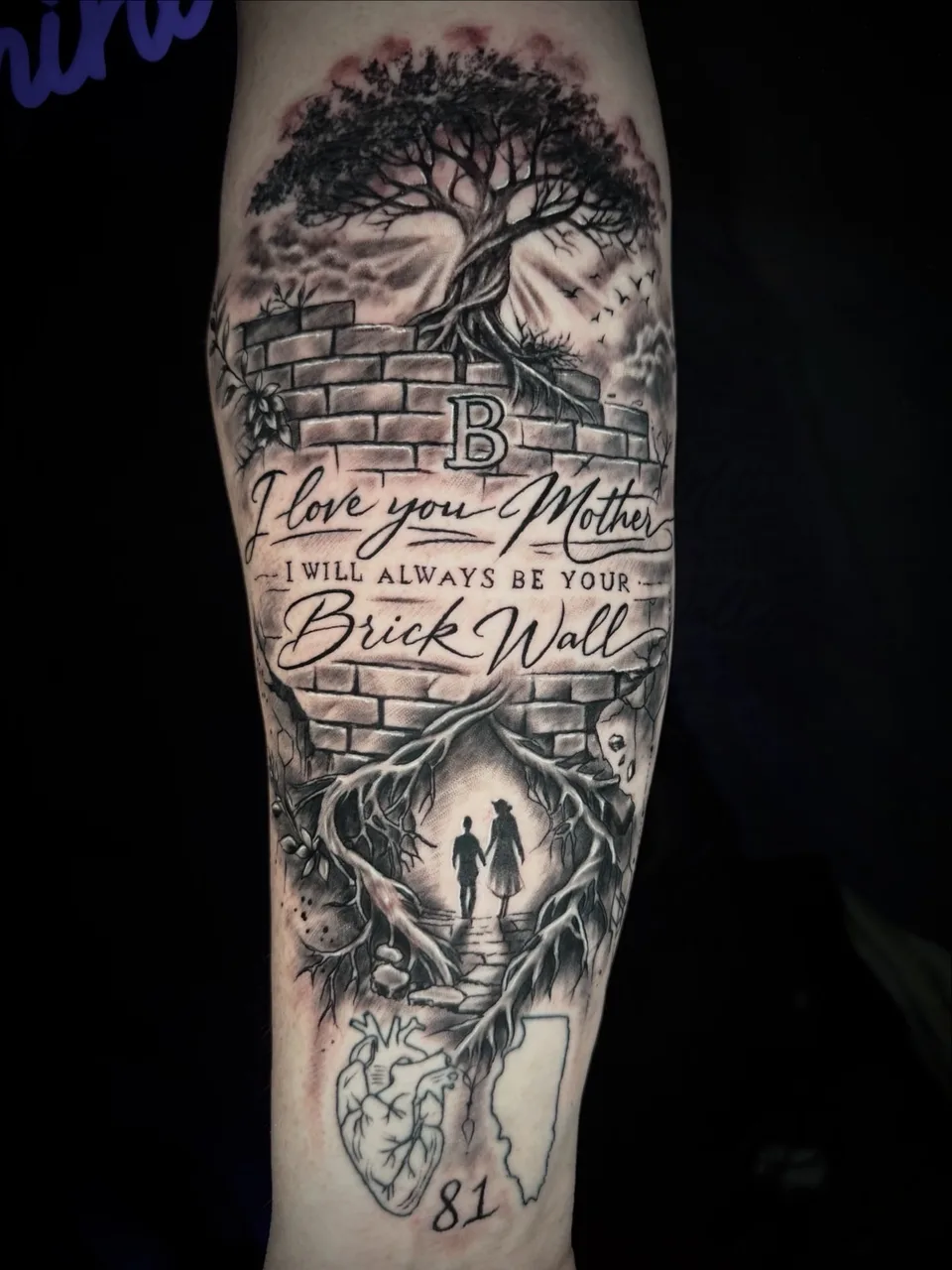 Mother and child realism tattoo on the forearm by Charlie Soto
