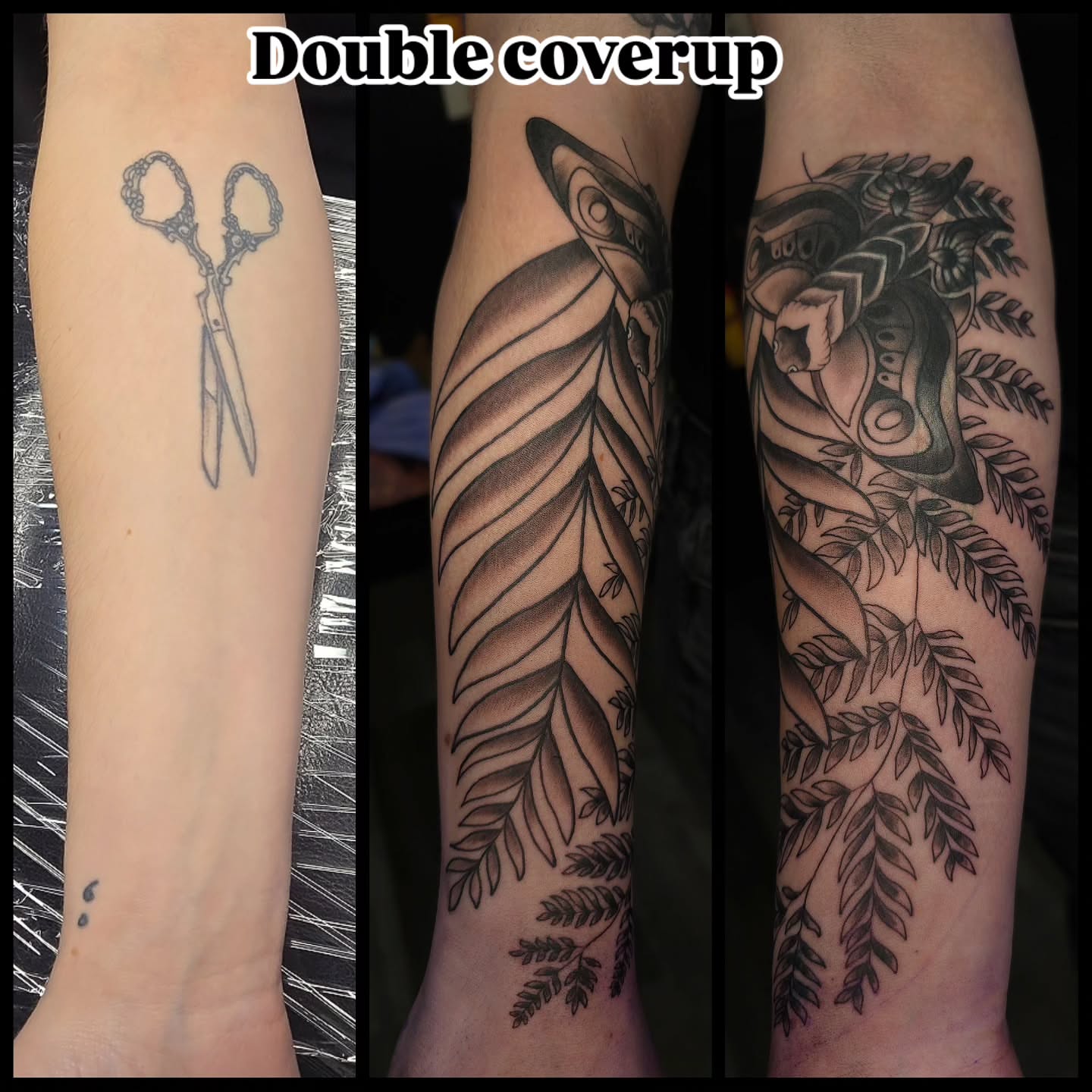 Scissors black and grey tattoo on the forearm by Ian Duncanson