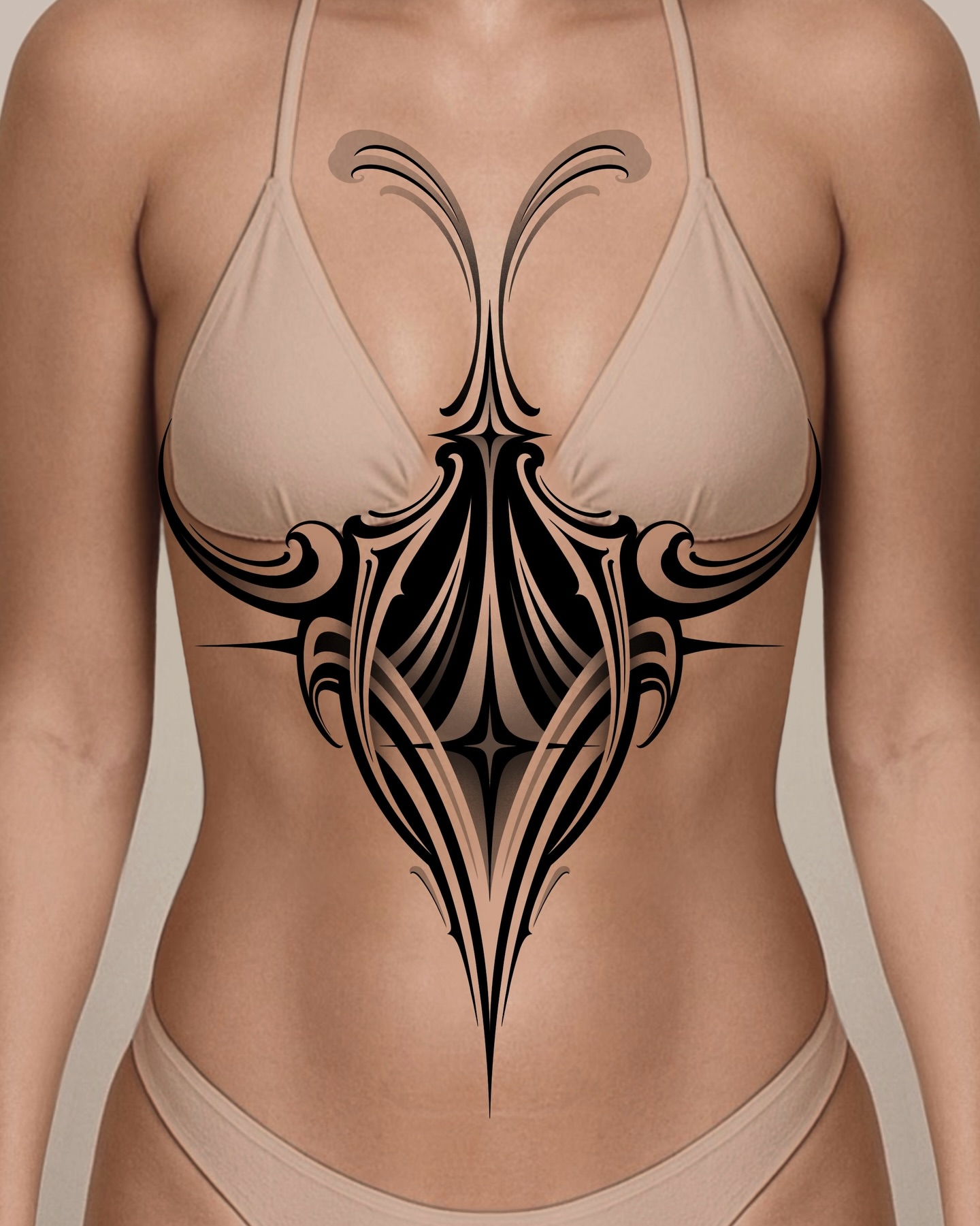 Tribal design tribal tattoo on the torso by Seoul tattoo