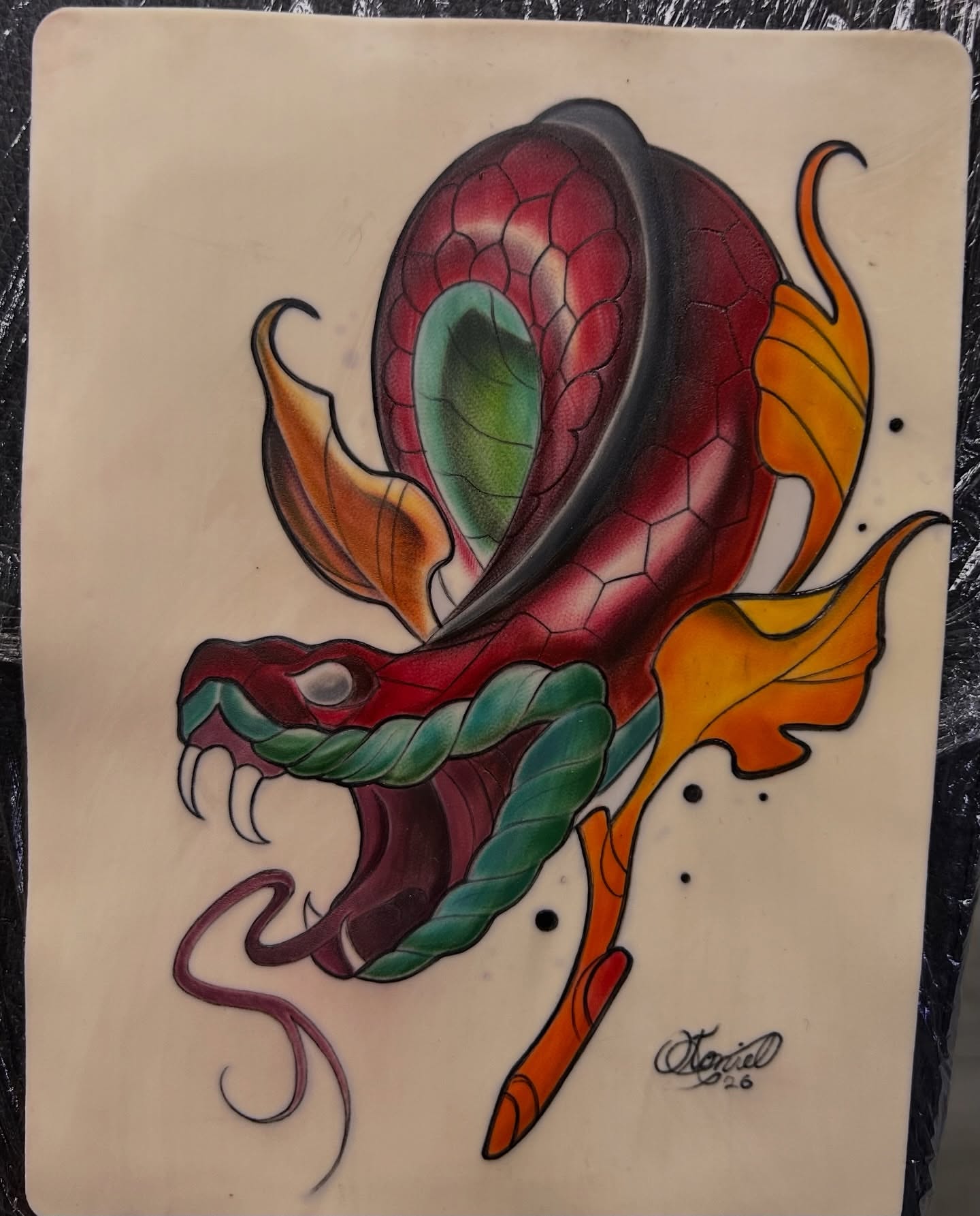Dragon American traditional tattoo by Oto_art