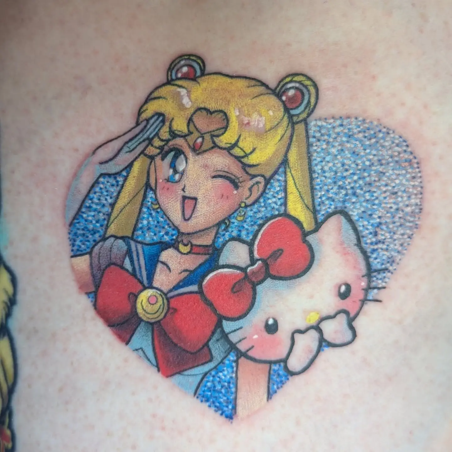 Tattoo by @harley_makes_tattoos — dotwork, anime