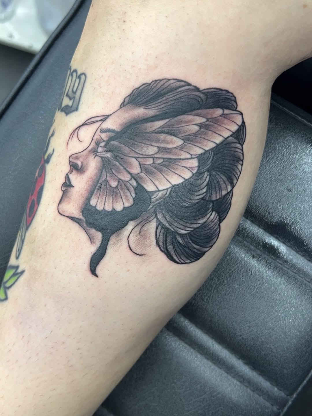 Tattoo by @8thelementtattoo — black_and_grey, realism