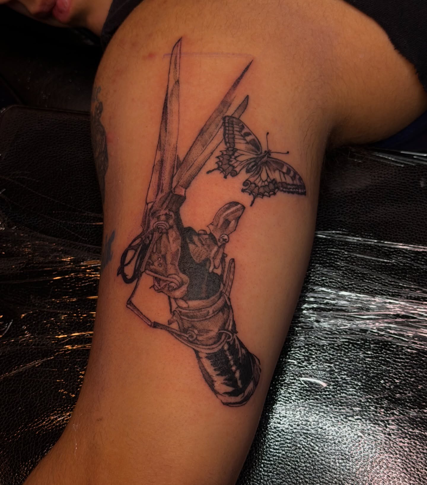 Tattoo by @creatureoutside — black_and_grey, realism
