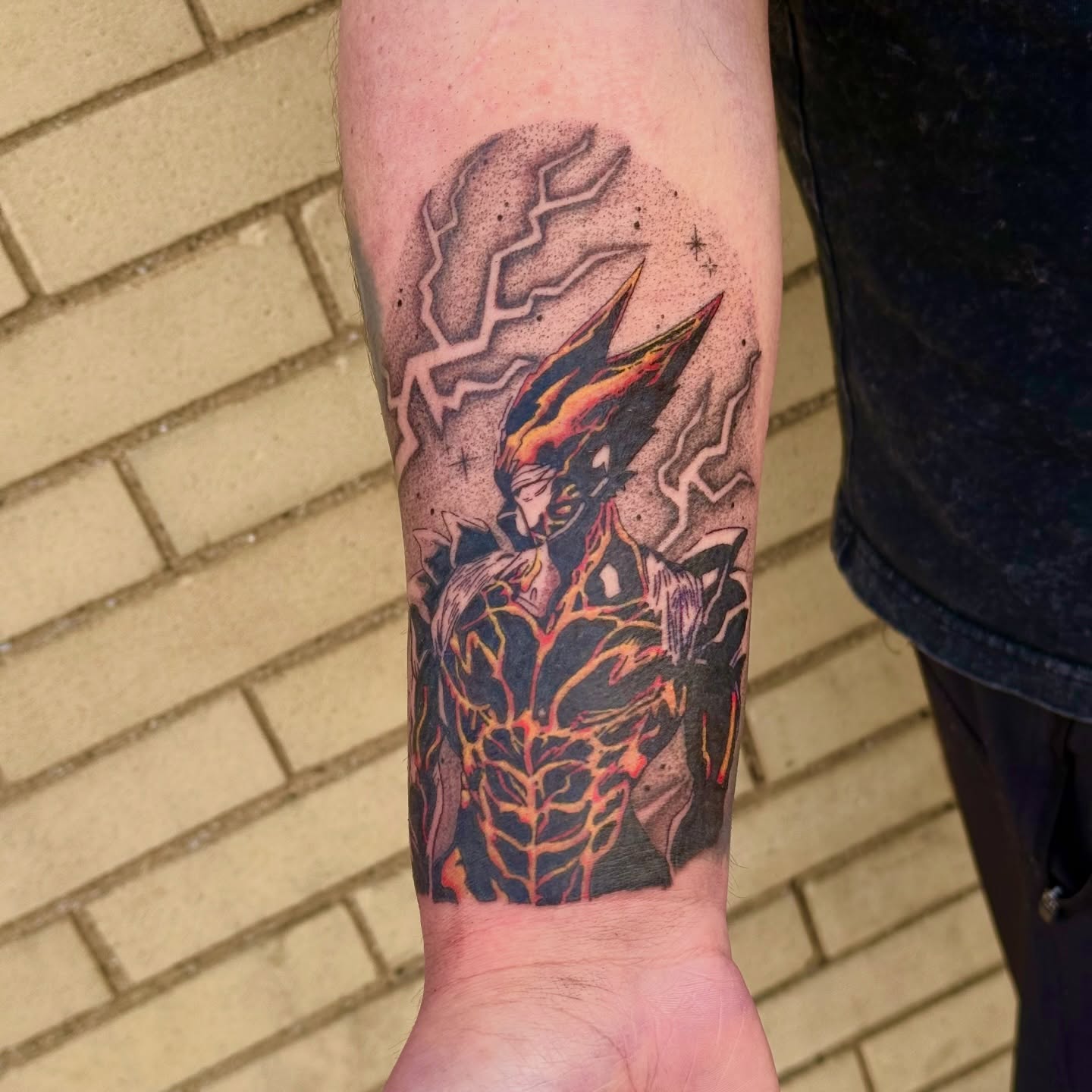 Tattoo by @mo.mo.tattoos — dotwork, anime