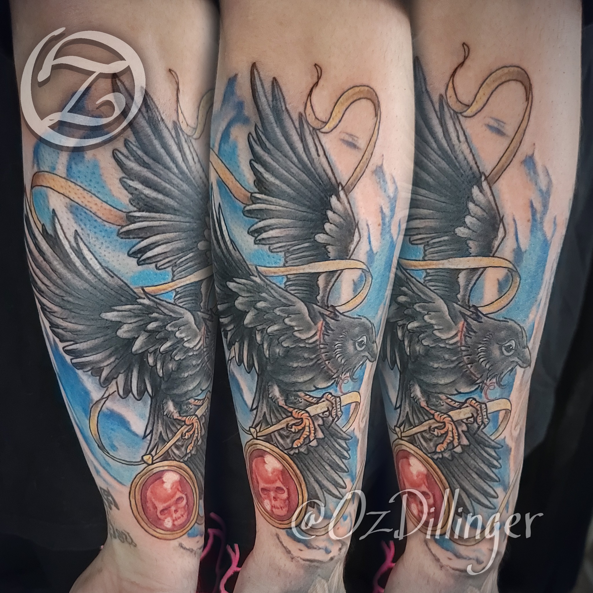 Birds and cameo realism tattoo on the forearm by Oz Dillinger