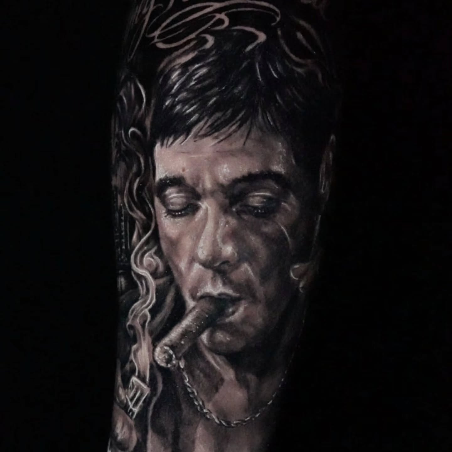 Scarface realism tattoo on the forearm by 𝐍𝐄𝐗'𝐒 𝐈𝐍𝐊 🇨🇺, Tampa