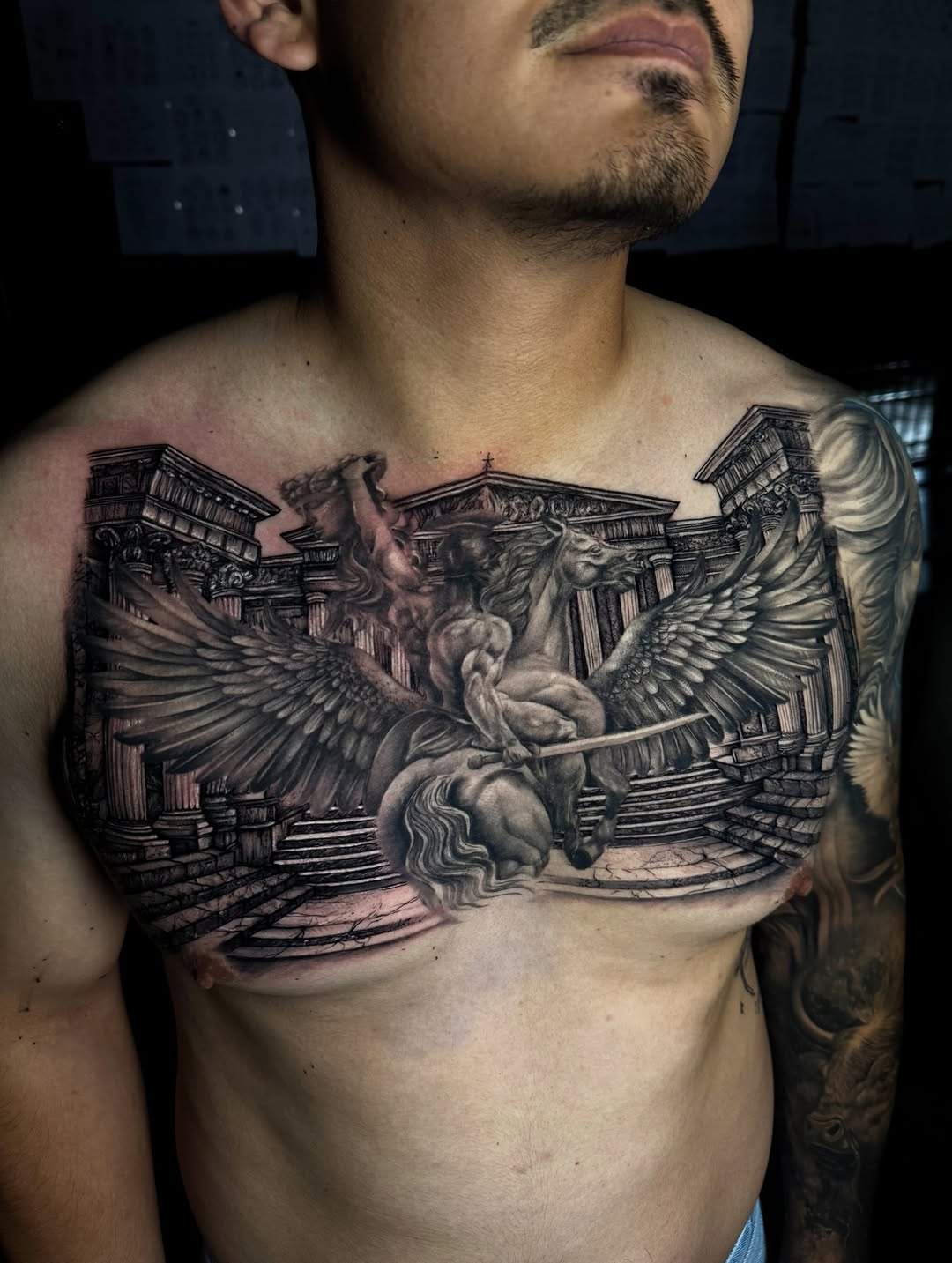 Realism tattoo on the chest by Georgianna Ink, Las Vegas, Nevada