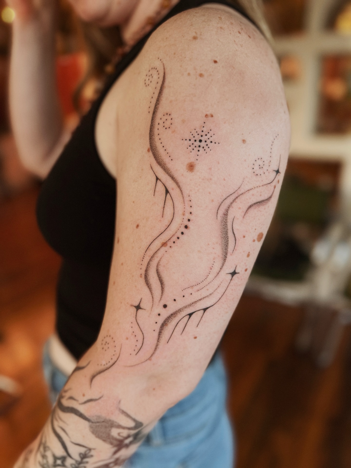 Tattoo by @poeticpokes — dotwork